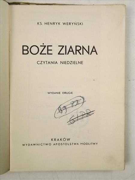 Boże ziarna Czytania niedzielne, 1936 r.