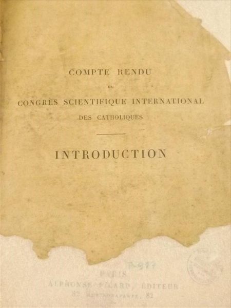 Compte Rendu du Congres Scientifique International des Catholiques, 1891 r.