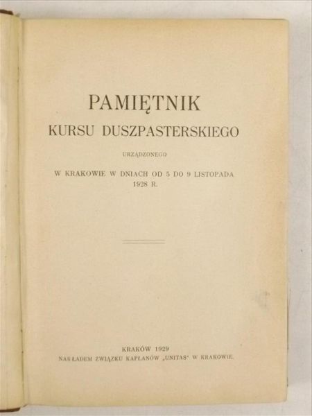 Pamiętnik kursu duszpasterskiego, 1929 r.