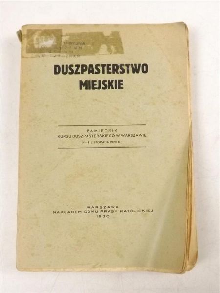 Duszpasterstwo miejskie, 1930 r.