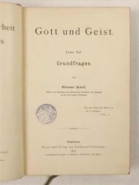 Die gottlische Wahrheit des Christientums, Tom I. Gott und Geist, 1895 r.
