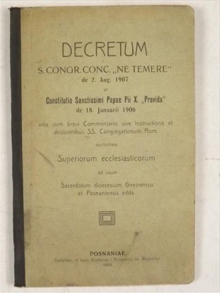 Decretum S. Congr. conc. "Ne temere", 1907 r.