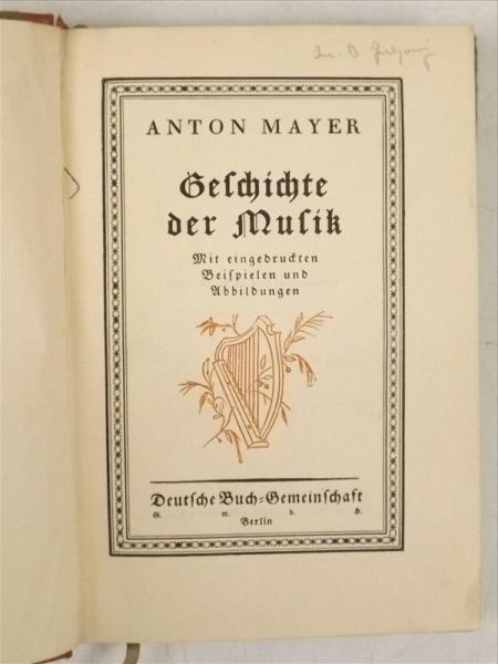 Mayer Anton - Geschichte der Musik, 1928 r.