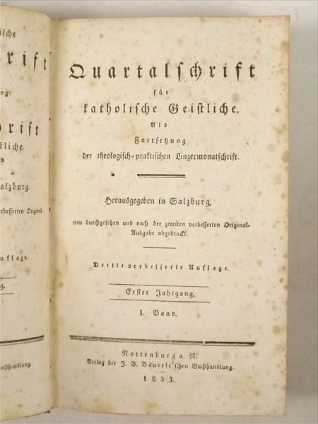 Duartlschrift fur Katholische Geistiche, 1833 r.