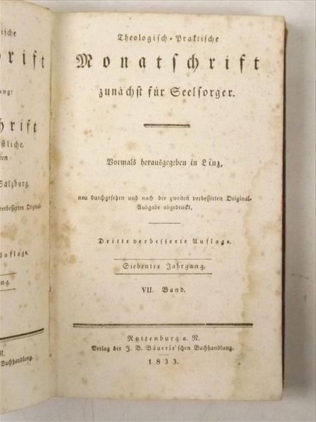Neue Quartalschrift fur Katholische Geistiche, 1833 r.