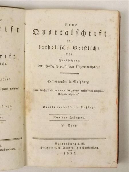 Neue Quartalschrift fur Katholische Geistiche, 1833 r.