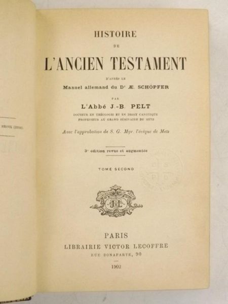 Historie De L' Ancien Testament, Tom II, 1902 r.