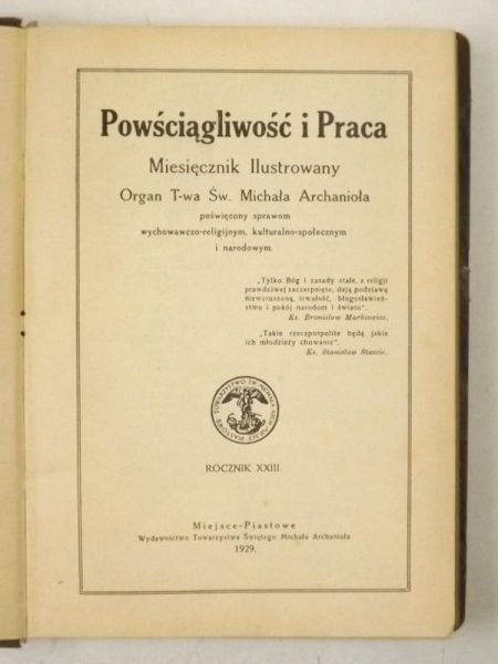 Powściągliwość i Praca. Miesięcznik Ilustrowany, 1929 r.