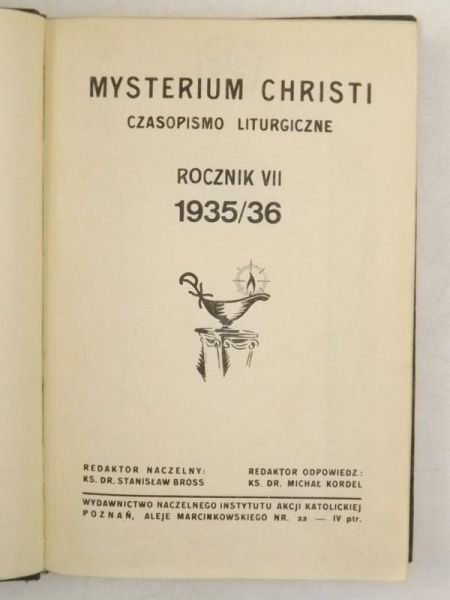 Mysterium Christi Czasopismo liturgiczne Rocznik VII 1935/36, ok. 1935 r.