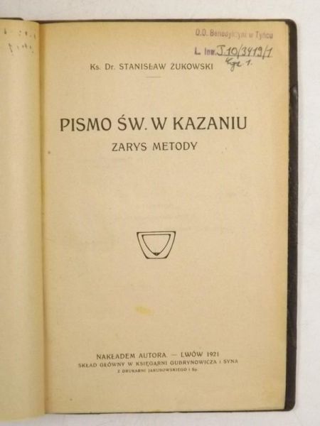 Pismo Św. w kazaniu, 1921 r.
