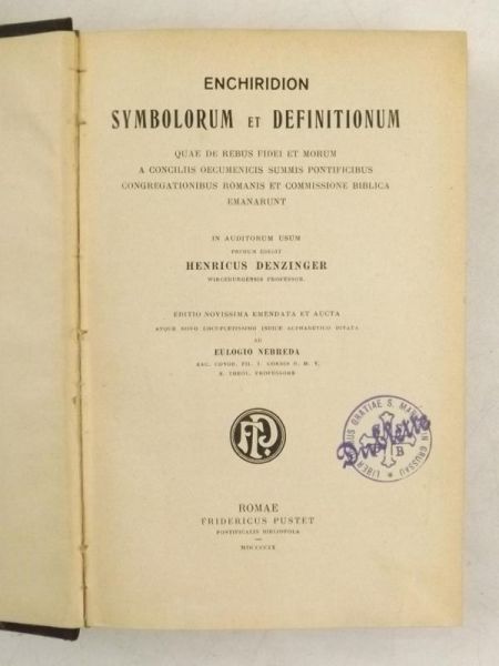 Enchiridion Symbolorum et Definitionum, 1909 r.