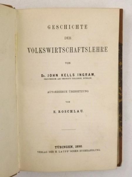 Ingram John Kells - Geschichte der Volkswirtschaftslehre, 1890 r.