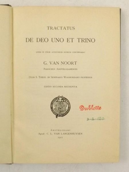 Tractatus de deo uno et trino Quem in usum auditorum suorum concinnabat, 1911 r.