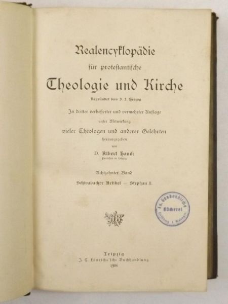 Realencyklopadie fur protestantische Theologie und Kirche, 1906 r.