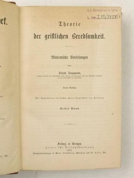 Theorie der geistlichen Bcrcdsam- keit, 1895 r.