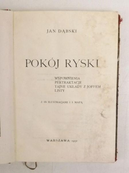 Dąbski Jan - Pokój ryski 1931 r.
