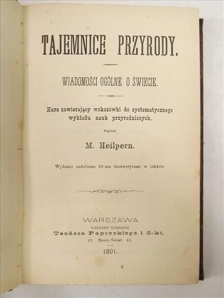 Tajemnice przyrody, 1891 r.