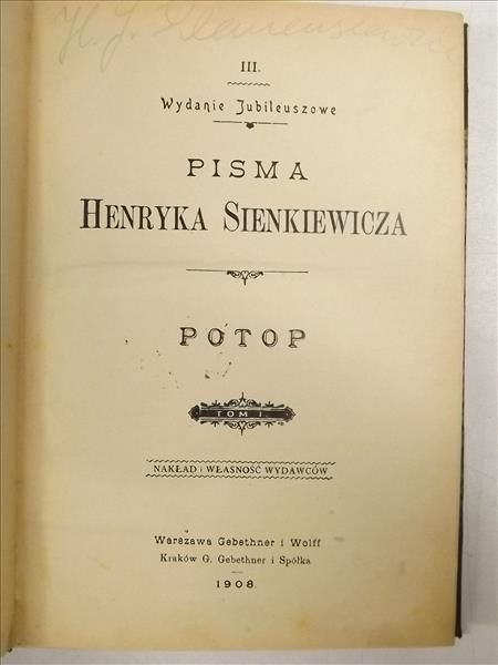 Pisma a a. Potop. Tom I, 1908 r.