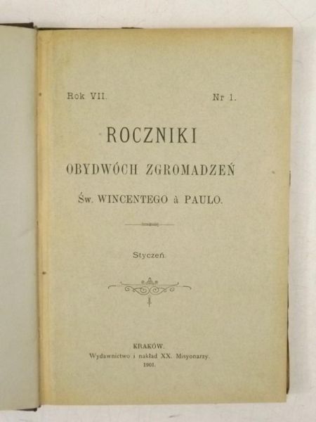Paulo Wincenty a - Roczniki obydwóch zgromadzeń, styczeń, 1901 r.