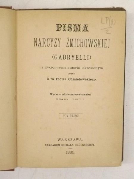 Pisma Gabryelli, Tom III, 1885 r.