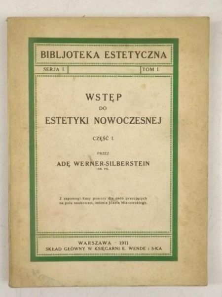 Wstęp do estetyki nowoczesnej, 1911 r.