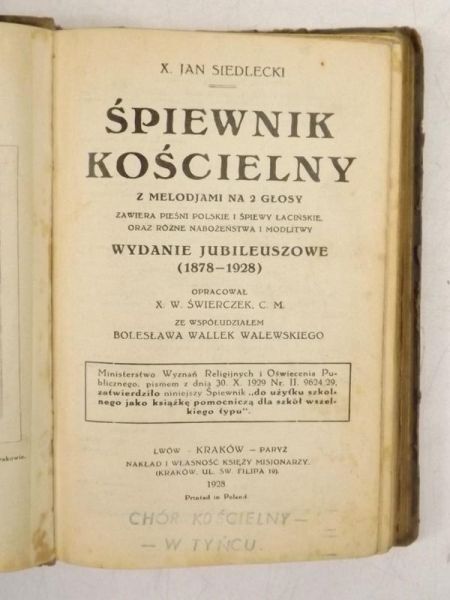 Śpiewnik kościelny, 1928 r.