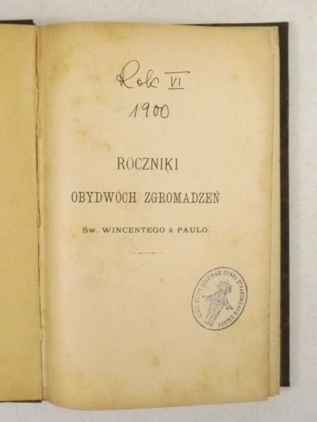 Paulo Wincenty a - Roczniki obydwóch zgromadzeń, około 1900 r.