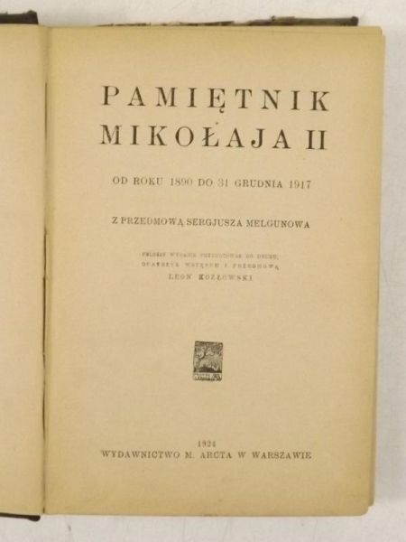 Pamiętnik Mikołaja II, 1924 r.