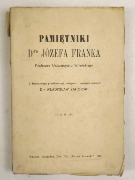 Pamiętniki d-ra Józefa Franka, 1913 r.