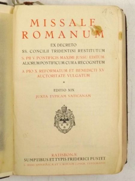 Missale Romanum Ex Decreto Sacrosancti Concilii Tridentini, ok 1936 r.