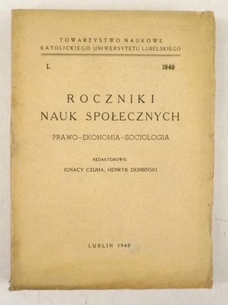 Czuma Ignacy,    - Roczniki Nauk Społecznych. Prawo - Ekonomia - Socjologia, I, 1949 r.