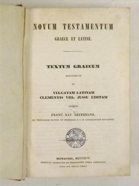 Novum Testamentum Graece Et Latine, 1848 r.