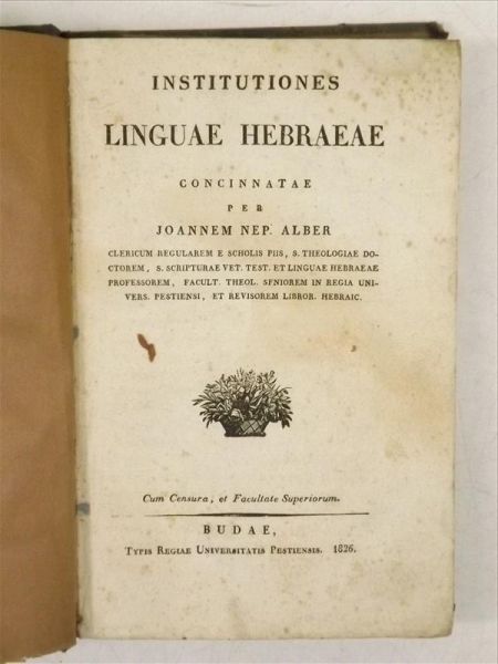 Alber Joannem - Institutiones linguae Hebraeae, 1826 r.