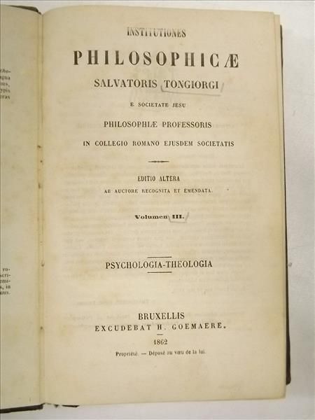 Institutiones philosophicae. Volumen III. 1862 r.