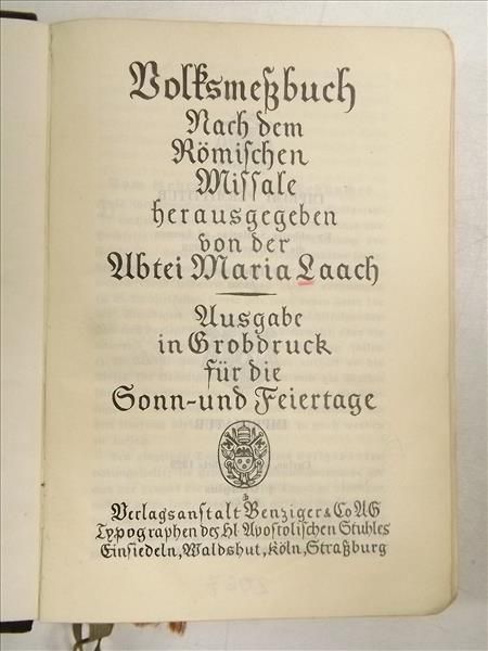 Doltsmessbuch Grobdruckausgabe, 1929 r.