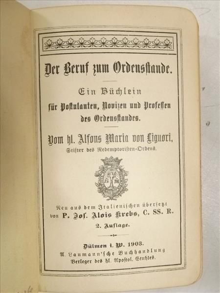 Der Beruf zum Ordensstande, 1903 r.