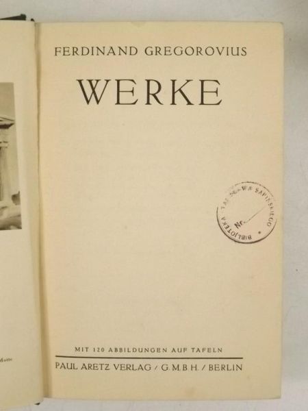 Gregorovius Ferdinand - Werke, 1933 r.