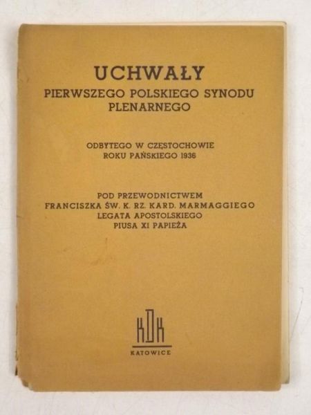 Uchwały Pierwszego Polskiego Synodu Plenarnego, 1938 r.