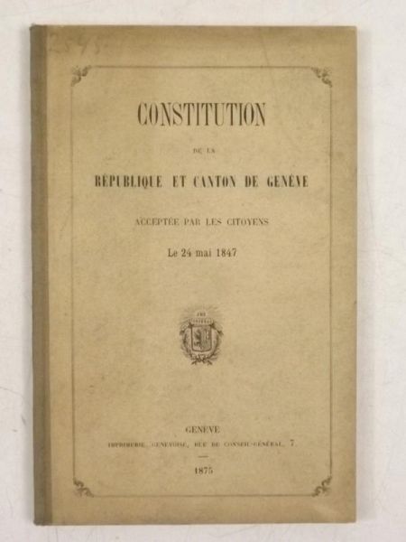 Constitutiohn De La Republique Et Canton De Geneve, 1875 r.