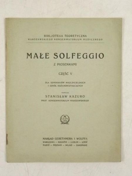 Małe Solfeggio z piosenkami, cz. V, 1925 r.