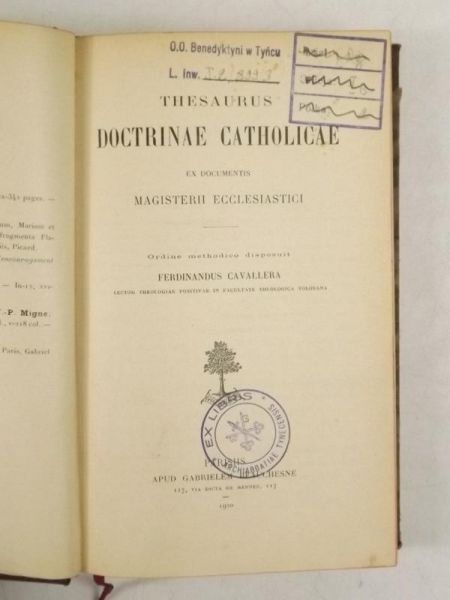 Thesaurus Doctrinae Catholicae, 1920 r.