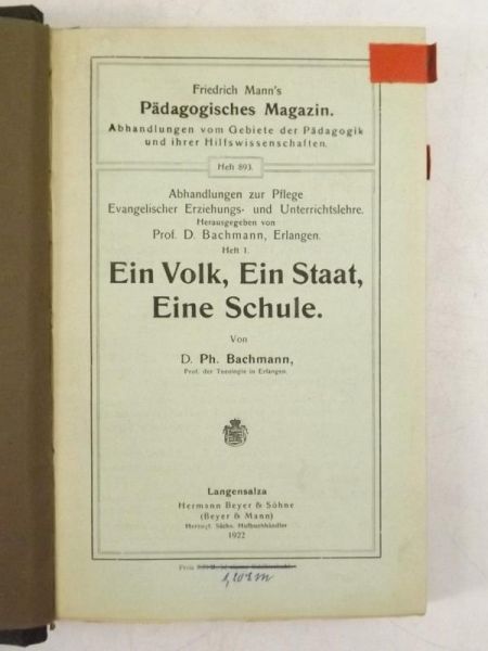 Ein Volk, Ein Staat, Eine Schule, 1922 r.