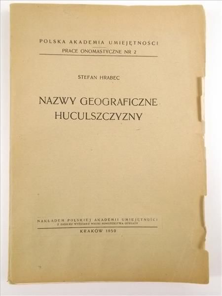 Nazwy geograficzne Huculszczyzny, 1950 r.