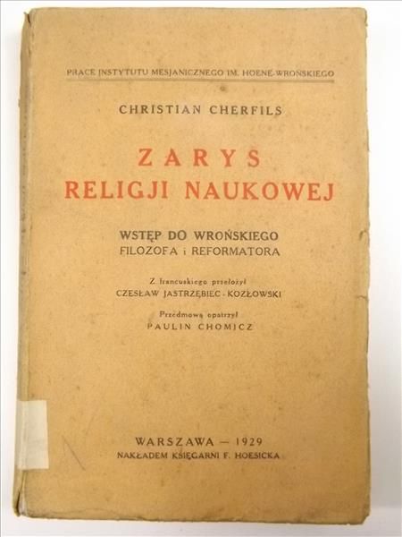 Zarys religji naukowej, 1929 r.