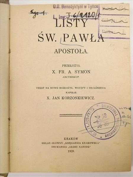 Listy św. Pawła Apostoła, 1928 r.