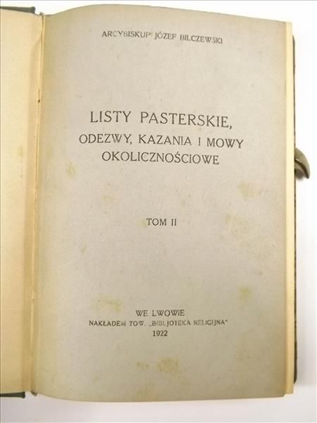 Bilczewski Józef  -  Listy pasterskie, Tom I, 1922 r.