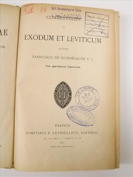 De Hummelauer Francisco - Commentarius in Exodum et leviticu, 1897 r.