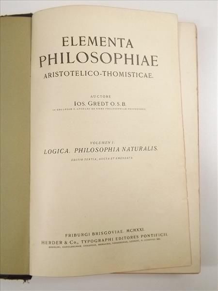 Gredt I. - Elementa Philosophiae, Tom I, 1921  r.