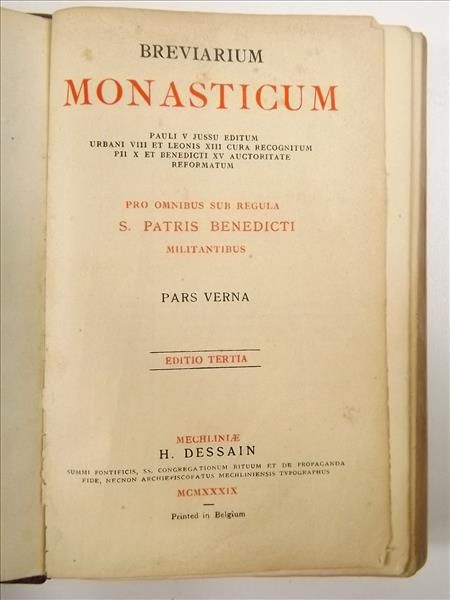 Breviarum Monasticum, 1939 r.