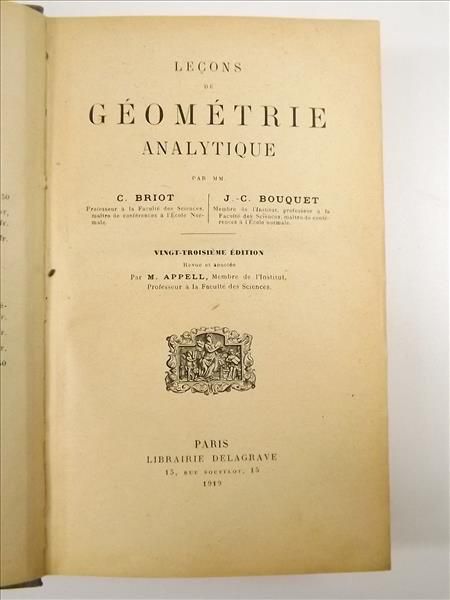 Briot C. - Lecons geometrie analytique. 1919 r.